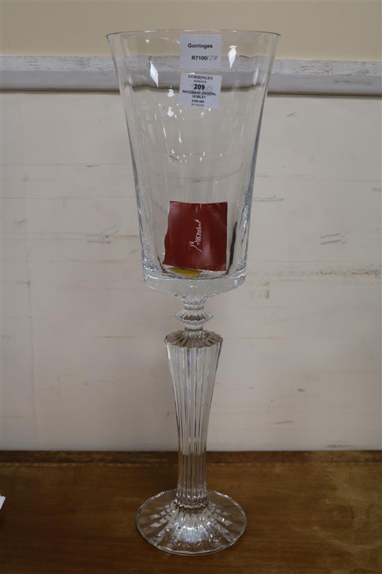 A tall Baccarat crystal goblet, height 59cms, boxed